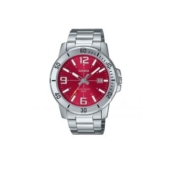 Ceas barbatesc  analog - carcasa din aliaj metalic - cadran rosu - 45x10.3mm - 5 ATM