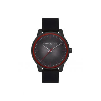 Ceas barbatesc  MEX3177 - 44mm - curea silicon gri - rezistenta la apa 3 ATM - culoare neagra