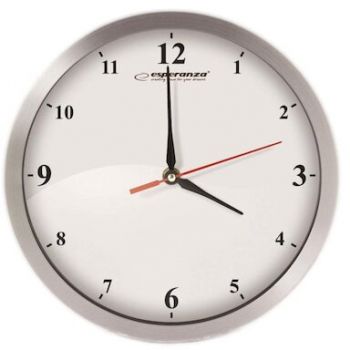 ESPERANZA Ceas de perete Esperanza EHC009W Detroit, cadran argintiu, fond alb, afisare cu cifre arabe, 305x40mm