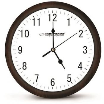 ESPERANZA Ceas de perete Esperanza EHC015W, model Los Angeles, cadran maro, fond alb,30 cm