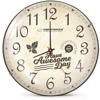 ESPERANZA Ceas de perete Esperanza EHC018L,model Lausanne,text ''Have Awesome Day'', fond crem,30 cm