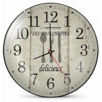 ESPERANZA Ceas de perete Esperanza EHC018P, model Paris, text ''Delicieux'', fond crem,30 cm