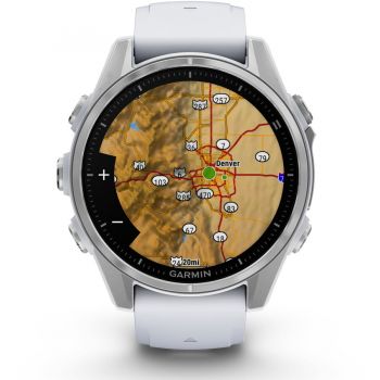 GARMIN Smartwatch Garmin fenix 8, 43mm, AMOLED, Glass, Otel inoxidabil, Silver, Whitestone Silicone Band