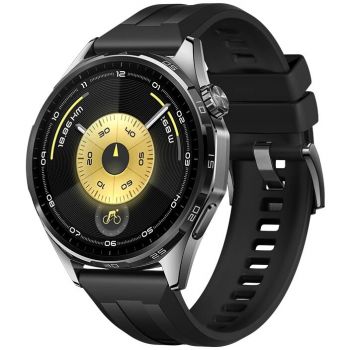 Huawei Ceas inteligent Huawei Watch GT 6, 46MM, Carcasa din otel inoxidabil negru, Curea din fluoroelastomer,  Negru