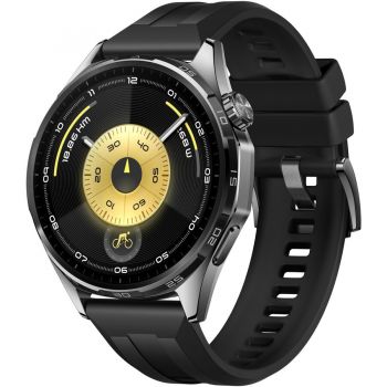 Huawei Smartwatch Watch GT 6, 46MM, Black Stainless Steel Case, Black Fluoroelastomer Strap