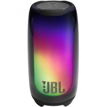 JBL Boxa portabila JBL Pulse 5, Lumini 360 grade, Rezistente la praf si apa IP68, Bluetooth, Negru