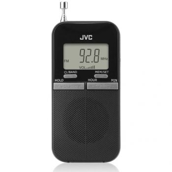 JVC Radio de buzunar portabil JVC RA-E411B, Afisaj LCD, Tuner digital FM/AM, Negru