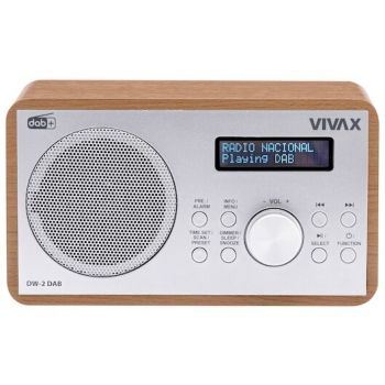 VIVAX Radio cu ceas Vivax DW-2 DAB, 5W, FM, DAB+, Bluetooth, afisaj LED, 30 posturi presetate, carcasa lemn, maro