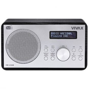 VIVAX Radio cu ceas Vivax DW-2 DAB, 5W, FM, DAB+, Bluetooth, afisaj LED, 30 posturi presetate, carcasa lemn, negru