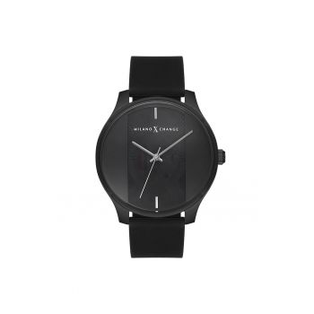 Ceas barbatesc  MEX3234 - curea silicon neagra - 43mm - rezistent la apa 3 ATM - negru