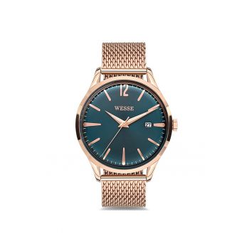 Ceas barbatesc  model WWG202204 - verde - curea rose gold - mecanism quartz - 3 ATM