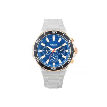 Ceas barbatesc  model WWG400605SS - argintiu - curea din otel - cadran albastru - rezistent la apa 5 ATM