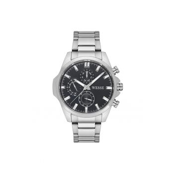 Ceas barbatesc  WWG205804 - 44mm - curea metalica - rezistent la apa 5 ATM - argintiu