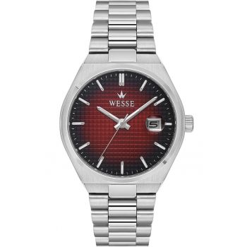 Ceas barbatesc  WWG209508 40mm - curea metalica - cadran burgundy - rezistent la apa 5 ATM