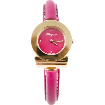 Ceas dama -  Piele naturala/Otel inoxidabil - Quartz - Analog - 5 ATM - Violet/Auriu