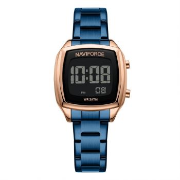 Ceas de mana dama Naviforce Sport LCD Electronic Casual Digital Otel Albastru