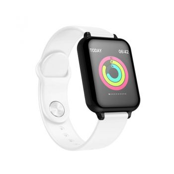 Ceas Smartwatch B57 Waterproof IP65, Fitness Tracker Unisex, Monitorizare Puls, Bluetooth, SIM, Alb