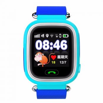 Ceas Smartwatch pentru Copii Albastru Q90 Slot Cartela SIM, GPS Tracker, Buton Urgenta SOS, Monitorizare Live