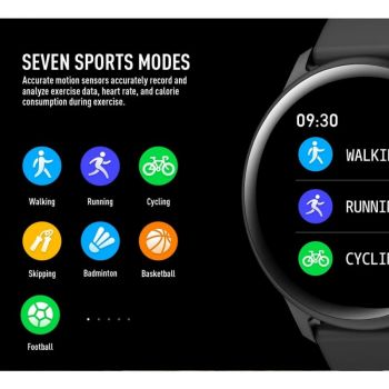 Ceas smartwatch Techstar® kw19 negru, 1.3 inch hd rotund, monitorizare cardiaca, tensiune. oxigenare, bluetooth 4.0