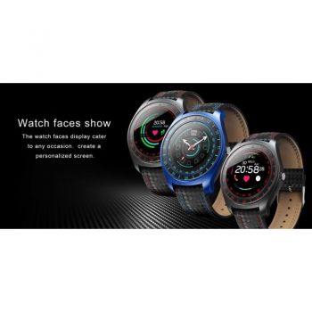 Ceas Smartwatch Techstar® V10 Albastru, Carbon Metal, Cartela SIM, 1.22 inch, Alerte Sedentarism, Hidratare, Bluetooth