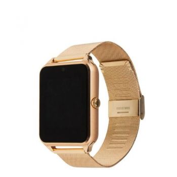 Ceas smartwatch Techstar® z60 gold, cartela sim, 1.54 inch, apelare, alerte sedentarism, hidratare, bluetooth 4.0