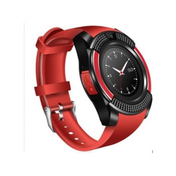 Ceas Smartwatch V8 Rosu HandsFree Bluetooth 3.0 Micro SIM Android Camera 1.3MP