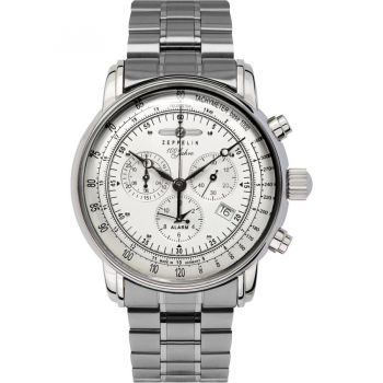 Ceas Zeppelin Zeppelin 7680MB-1 Herrenuhr Alarm Chronograph 100 Jahre 43mm 5ATM