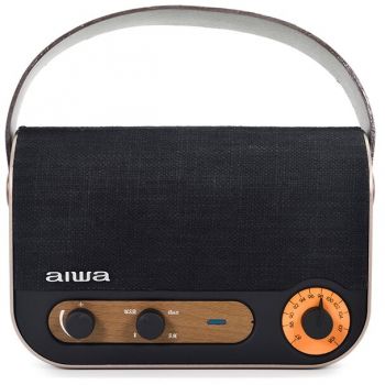 AIWA Radio Portabil AM/FM, Aiwa RBTU-600, Design Retro, USB, Bluetooth, Negru/Auriu