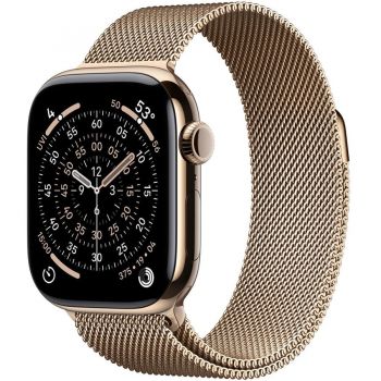 Apple Apple Watch 11 GPS + Cellular, Carcasa Gold Titanium 42mm, Gold Milanese Loop