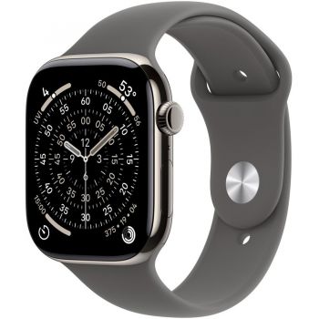 Apple Apple Watch 11 GPS + Cellular, Carcasa Natural Titanium 42mm, Stone Grey Sport Band - M/L