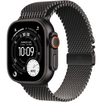 Apple Apple Watch Ultra 3, GPS + Cellular, Carcasa Black Titanium 49mm, Black Titanium Milanese Loop - Medium Apple Apple Watch Ultra 3, GPS + Cellular, Carcasa Black Titanium 49mm, Black Titanium Milanese Loop - Medium