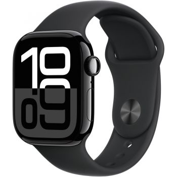 Apple Ceas inteligent Watch 10 GPS, Carcasa Aluminiu Negru, Jet 42mm, S/M, Curea Sport Neagra