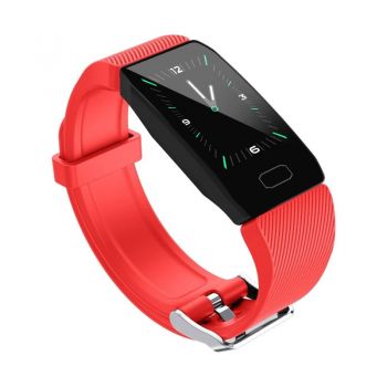 Bratara Fitness Smart Techstar® Q1 Rosu, Monitorizare Cardiaca, Sedentary, Bluetooth, IP65, Ecran IPS