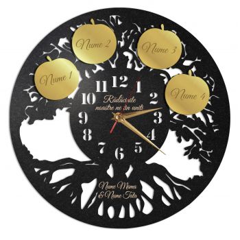 Ceas familie copac cu radacini si mere - Diametru 35 cm