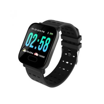Ceas Smartwatch Techstar® A6, 1.3inch, Bluetooth 4.0, Monitorizare Tensiune, Puls, Oxigenare Sange, Alerte Sedentarism