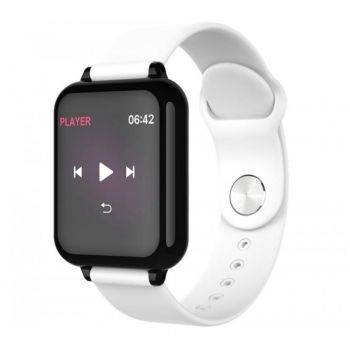 Ceas Smartwatch Techstar® B57, Waterproof IP65, Fitness Tracker Unisex, Monitorizare Puls, Bluetooth, Alb