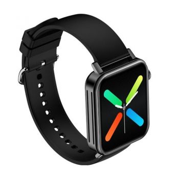 Ceas Smartwatch Techstar® L17, 1.69 inch IPS, Monitorizare Puls, Tensiune, Sedentarism, Bluetooth 5.1, IP67, Negru