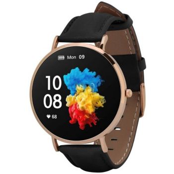 Garett Smartwatch GARETT, Verona, 1.3 inch, Piele, Auriu-Negru