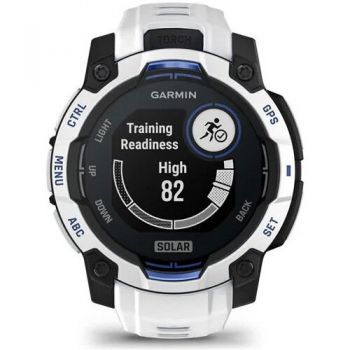 GARMIN Ceas inteligent Garmin Instinct 3, 45mm, Solar, Whitestone cu curea Whitestone, Albastru intens