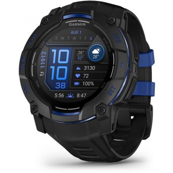 GARMIN Ceas Inteligent Garmin Instinct 3, 50mm, AMOLED, GPS, silicon, Negru-Bolt Albastru