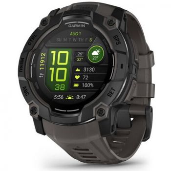 GARMIN Ceas inteligent Garmin Instinct 3, 50mm, Solar, cu curea Charcoal, Negru