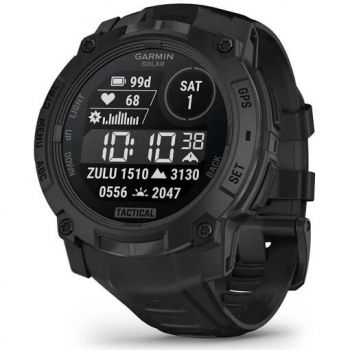 GARMIN Ceas inteligent Garmin Instinct 3, Tactical, Solar, 50mm, curea neagra, Negru