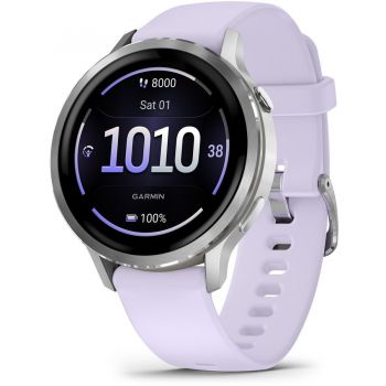 GARMIN Ceas Inteligent Garmin Venu 4, 41mm, AMOLED, GPS, Wi-Fi, silicon, Argintiu-Lila