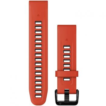 GARMIN Curea ceas smartwatch Garmin, 20mm, QuickFit, Silicon, Flame Red/Graphite