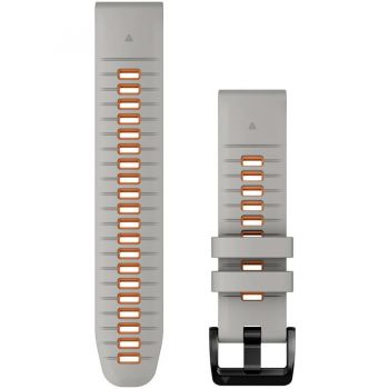 GARMIN Curea ceas smartwatch Garmin, 22mm, QuickFit, Silicon, Fog Gray/Ember Orange