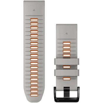 GARMIN Curea ceas smartwatch Garmin, 26mm, QuickFit, Silicon, Fog Gray/Ember Orange