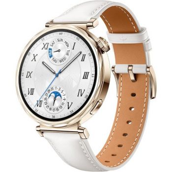 Huawei Ceas inteligent Huawei Watch GT 5, 41mm, 1,32 inci, AMOLED, carcasa aurie, Alb Clasic
