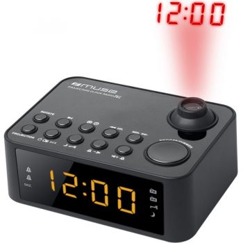 MUSE Radio cu ceas MUSE M-178 P, portabil, cu proiectie ajustabila, Dual Alarm, LED,  AUX-in, Negru