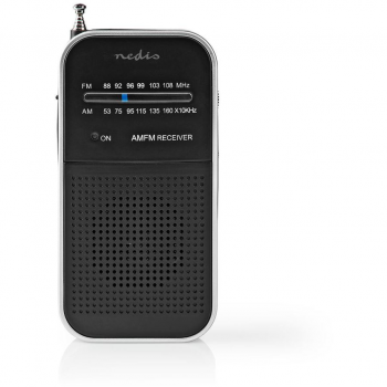 Nedis Radio portabil AM/FM, Nedis, Plastic, Gri/Negru (RDFM1110SI)