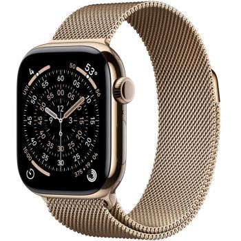 SmartWatch Apple Watch Series 11, Cellular, GPS, 46mm Carcasa Gold Titanium, Gold Milanese Loop - M/L
